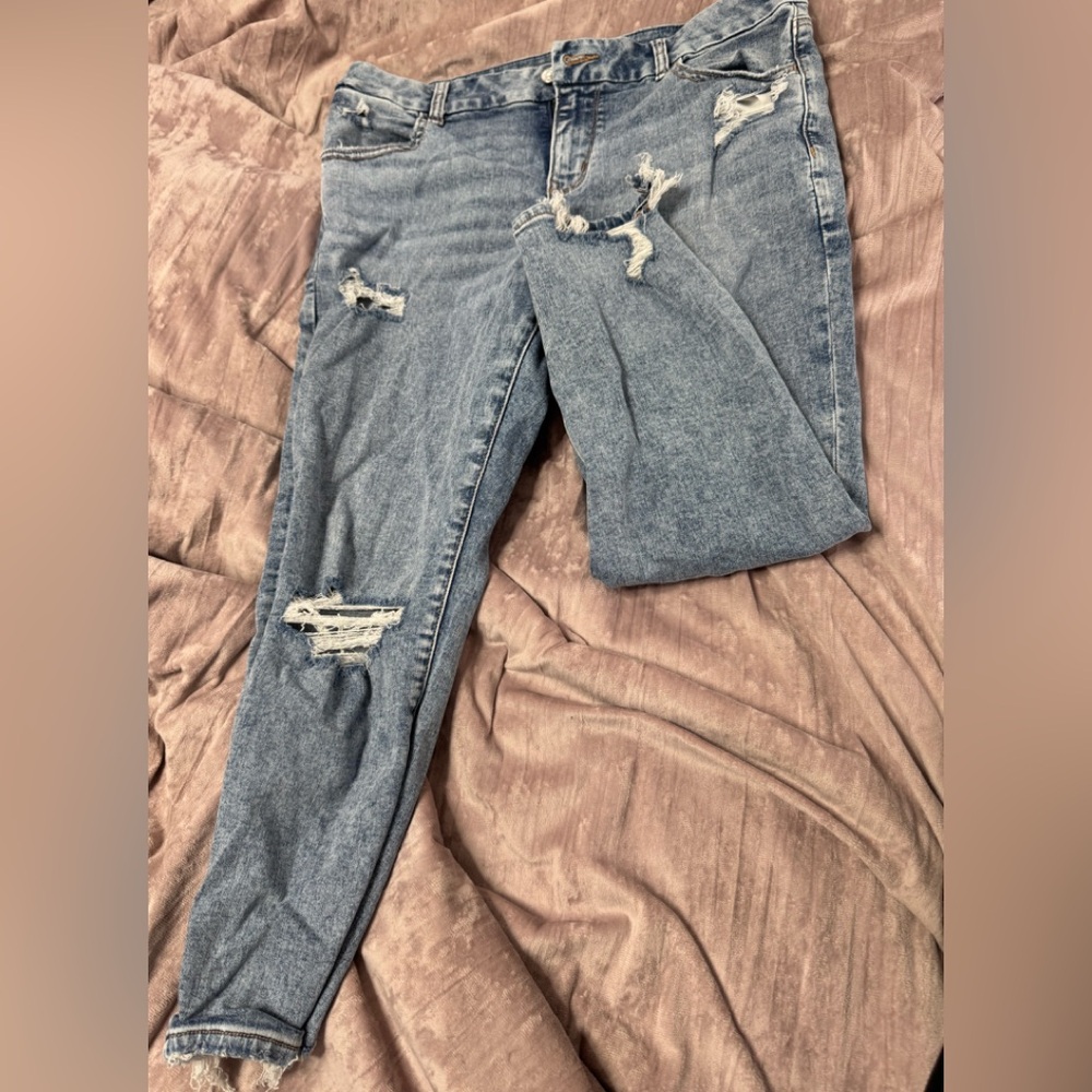 American Eagle Outfitters Light Blue Distressed Skinny Jeans